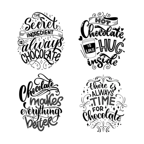 Set de comillas de letras de mano de chocolate. — Archivo Imágenes Vectoriales
