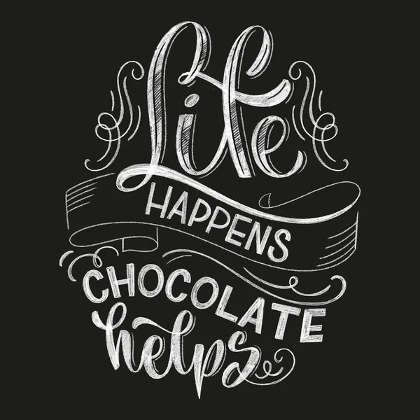 Chocolat lettrage à la main citations de craie. — Image vectorielle