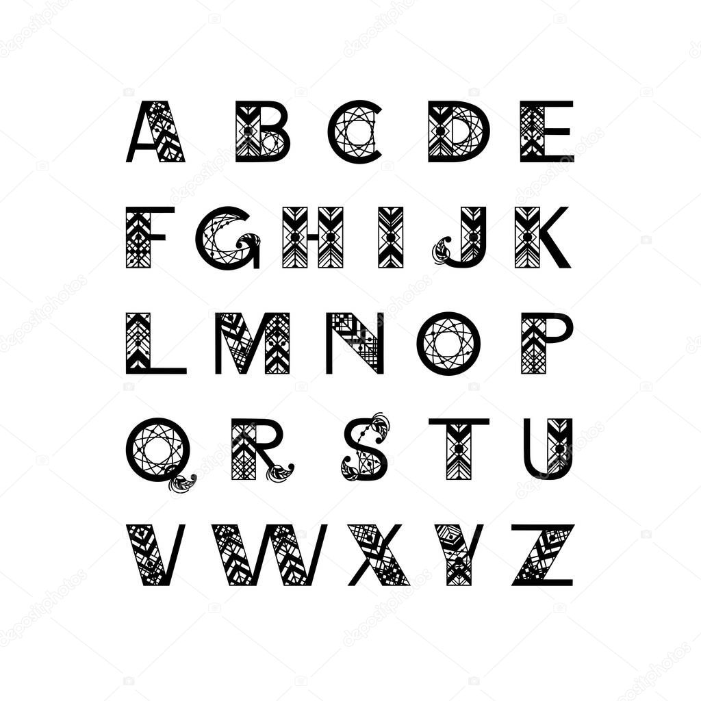 Boho english alphabet.