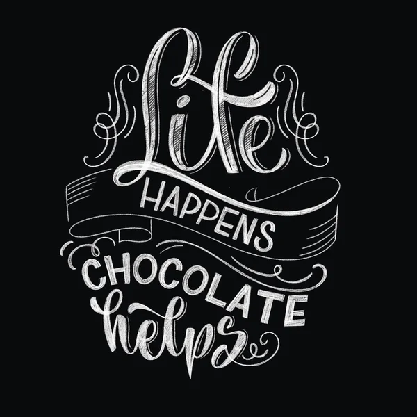 Chocolat lettrage à la main citations de craie. — Photo