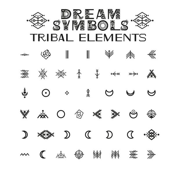 Племенной алфавит и орнаменты. — стоковый вектор