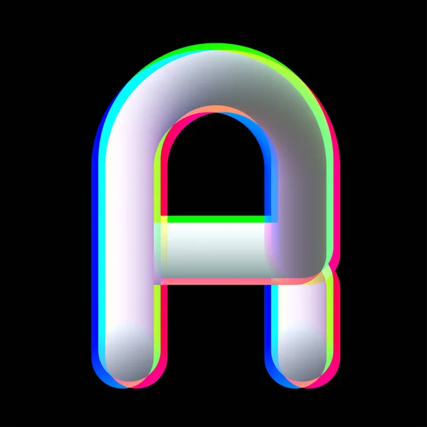 Písmeno A ve stylu neonové závady. — Stockový vektor