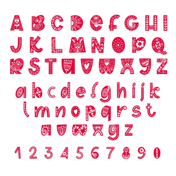 Handgezeichnetes Alphabet im skandinavischen Stil — Stockvektor