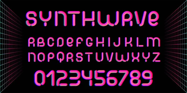 Vektorová abeceda v retro futuristickém stylu. — Stockový vektor