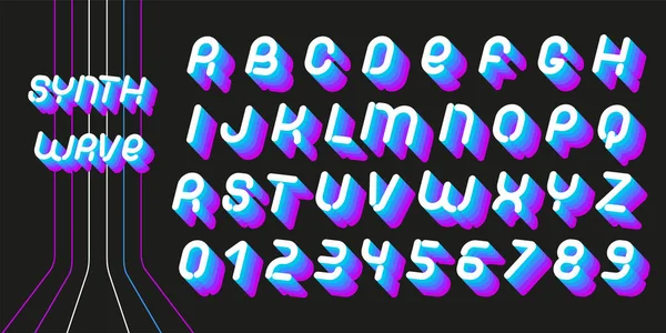 Alphabet vectoriel dans un style futuriste rétro. — Image vectorielle