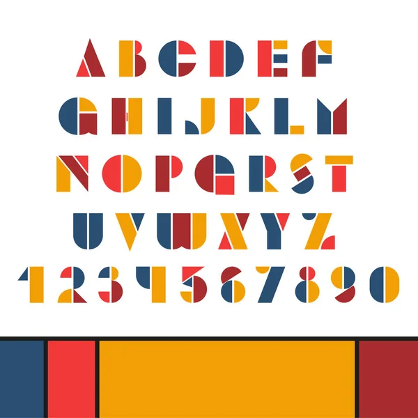 Bauhaus-Buchstaben und Zahlen gesetzt. Moderne Typografie — Stockvektor