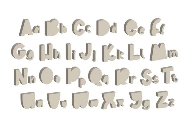 Gray 3d font. Tipografi Latin - Stok Vektor