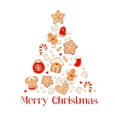 Zencefilli kurabiyeli Mutlu Noeller kartı.