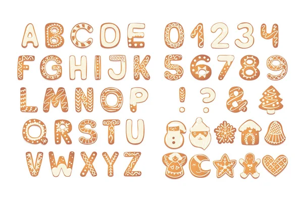 Noel kurabiyeleri alfabe figürleri. — Stok Vektör
