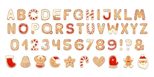 Weihnachten Lebkuchen Buchstabenfiguren. — Stockvektor