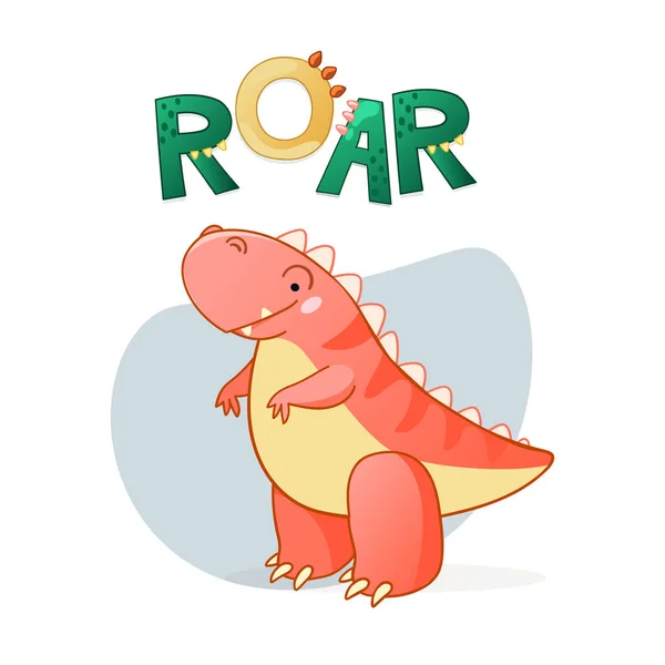 Ilustração bonito do vetor do cartoon do dinossauro. —  Vetores de Stock