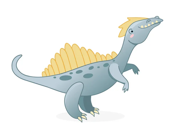 Lindo dinosaurio ilustración vector de dibujos animados. — Archivo Imágenes Vectoriales