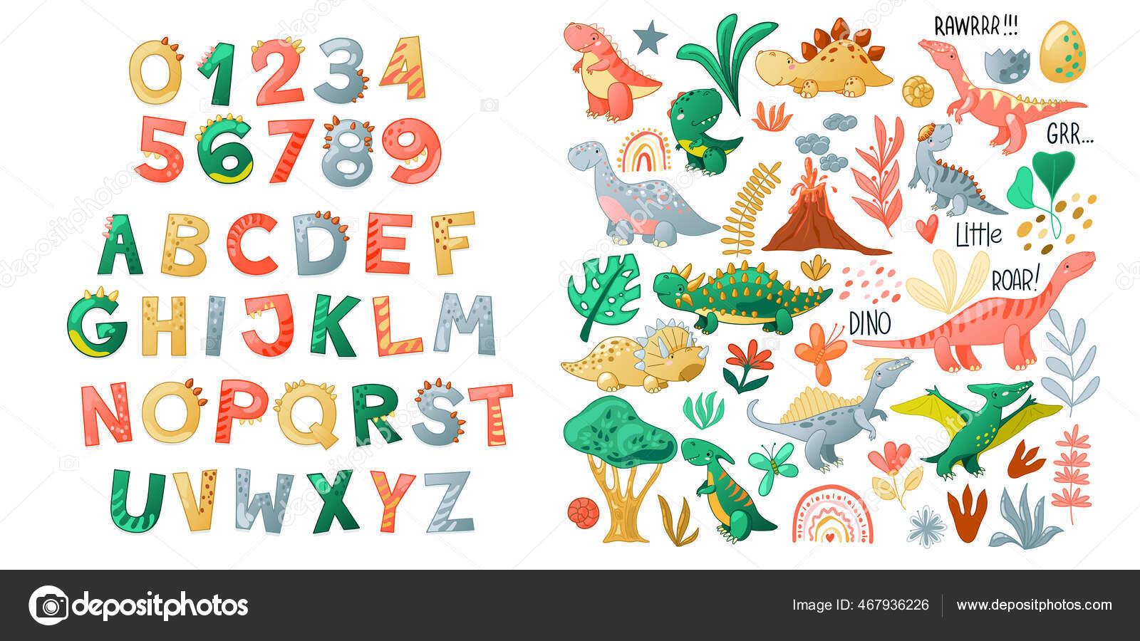Dessin Anime Mignon Alphabet Dinosaure Image Vectorielle Par Kandella C Illustration