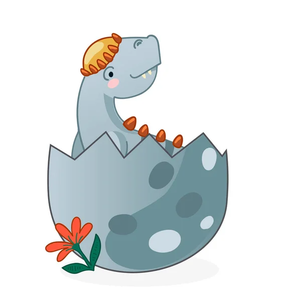 Bonito dinosaurio de dibujos animados huevo punteado. — Archivo Imágenes Vectoriales