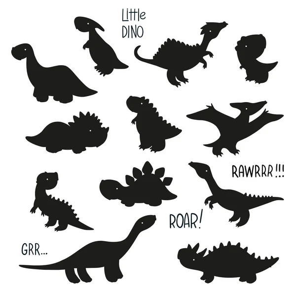 Conjunto de silueta de dinosaurio — Archivo Imágenes Vectoriales