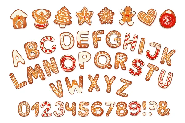 Navidad galletas de jengibre alfabeto — Archivo Imágenes Vectoriales