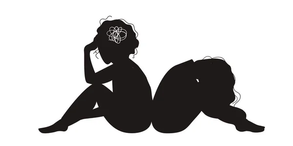 Femme assise silhouette noire. — Image vectorielle