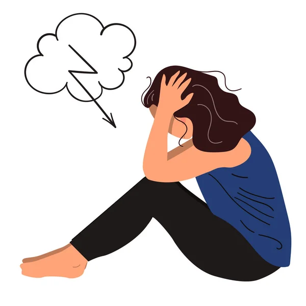 Depresyondaki genç mutsuz kız — Stok Vektör