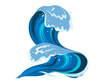 Çizgi film tarzında Tsumani dalgası.