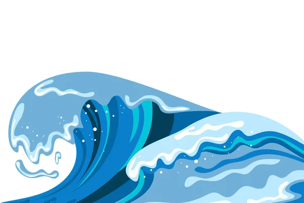 Tsumani vague dans le style de dessin animé plat. — Image vectorielle