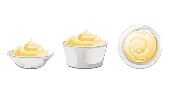 Salsa de mayonesa en bowl — Vector de stock