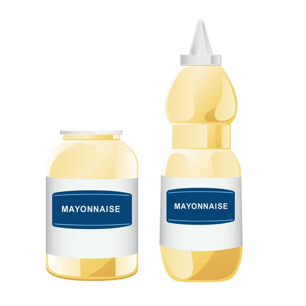 Mayonaise in glazen fles. — Stockvector
