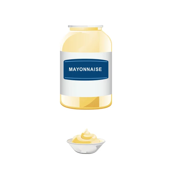 Mayonnaise en bouteille en verre. — Image vectorielle