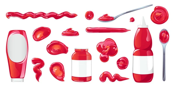 Conjunto de ketchup de tomate. —  Vetores de Stock