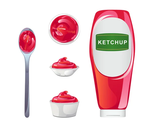 Frasco de ketchup de tomate —  Vetores de Stock