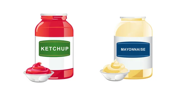 Ensemble ketchup et mayonnaise. — Image vectorielle