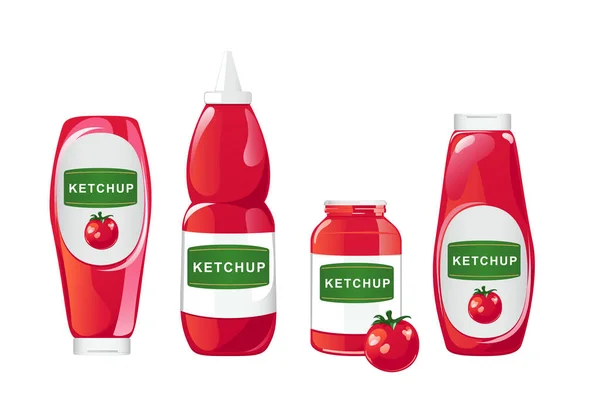 Botella de ketchup de tomate — Vector de stock