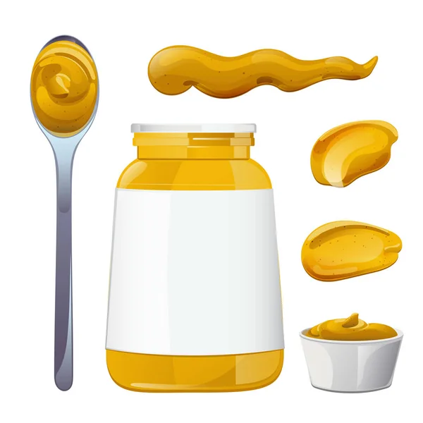 Mostaza. Dijon crema de salsa de miel. — Vector de stock