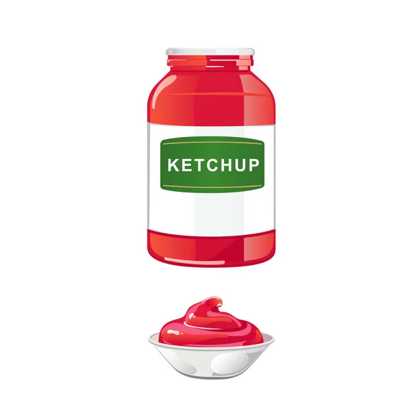 Tarro de salsa de tomate con tapa blanca. — Vector de stock