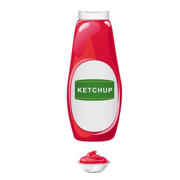 Botella de ketchup de tomate — Vector de stock