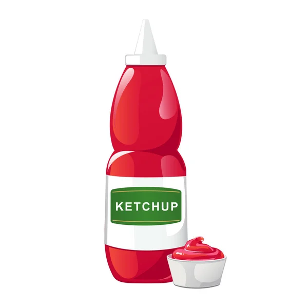 Botella de ketchup de tomate — Vector de stock