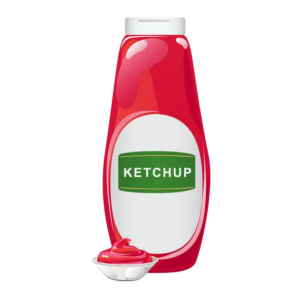 Botella de ketchup de tomate — Vector de stock