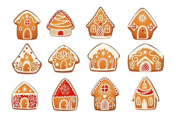 Conjunto de Casas de Gingerbread — Vetor de Stock