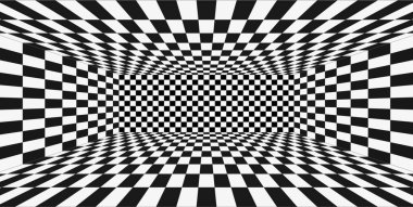 Izgara perspektifi siyah ve beyaz oda