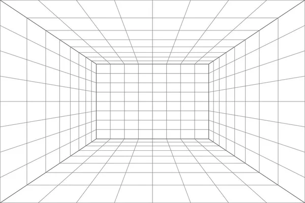 Rutnät perspektiv vit rum bakgrund — Stock vektor