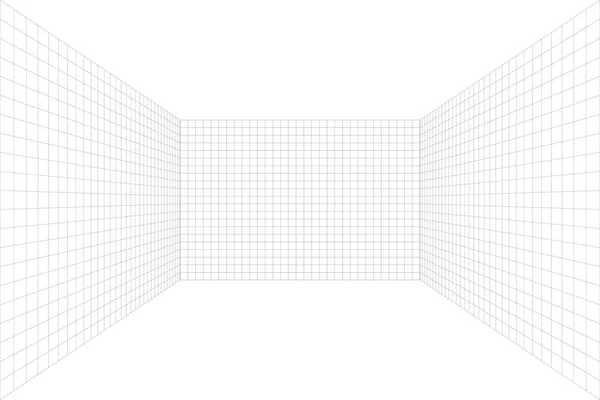 Rejilla perspectiva blanco habitación fondo — Vector de stock