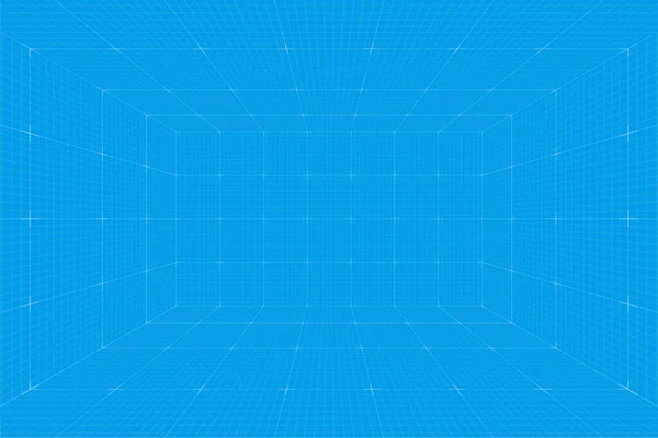 Grid perspective blueprint room — Stock Vector