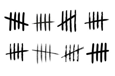 Duvardaki tally işareti çizgileri. 