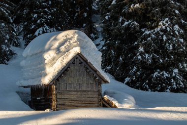Dağdaki dağ kulübesi Jezero