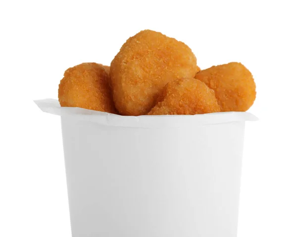 Nuggets Frango Frito Delicioso Isolado Branco Close — Fotografia de Stock