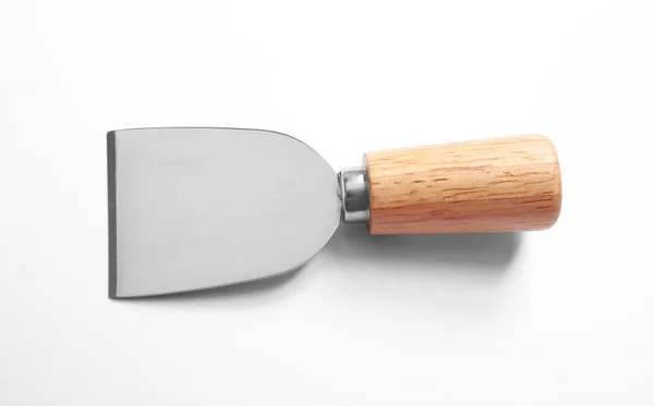 Nóż Serowy Drewnianą Rączką Izolowany Biało — Zdjęcie stockowe