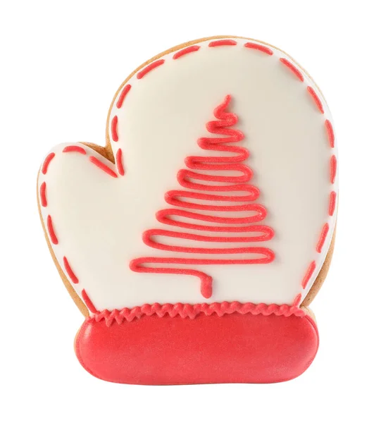 Mitten Forma Biscoito Natal Isolado Branco — Fotografia de Stock