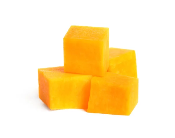Шматочки Стиглого Апельсинового Гарбуза Білому Тлі — стокове фото