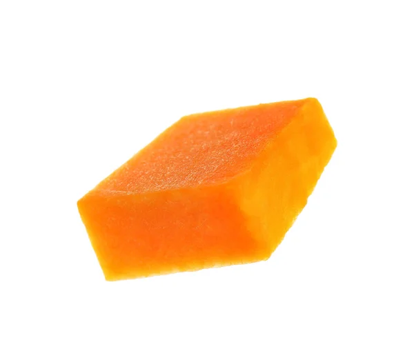白で隔離された熟したオレンジのカボチャの一片 — ストック写真