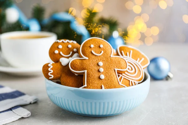 Delicious Christmas Cookies Bowl Light Table — Stock Photo, Image