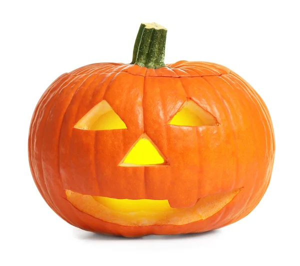 Carino Jack Zucca Lanterna Isolato Bianco Decorazione Halloween — Foto Stock